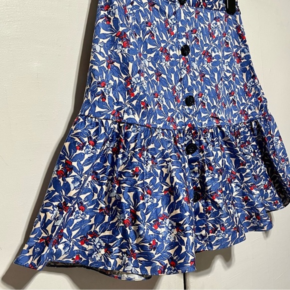 Tanya Taylor Blue Floral Mini Skirt, Size 4 - Picture 4 of 10